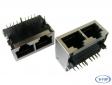 1X2 Port RJ45 Jack Connector with Transformer