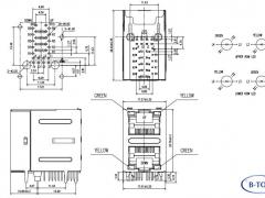 2X1 Female RJ45 Connector with 10/100Mbps Transformer
